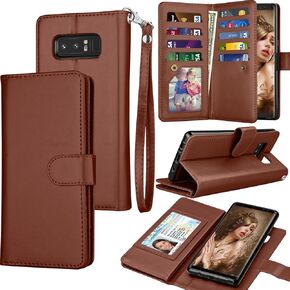 Tekcoo Compatible for Galaxy Note 8 Wallet Case/Samsung Galaxy Note 8 PU Leather Case, Luxury ID Cash Credit Card Slots Holder Carrying Flip Cover [Detachable Magnetic Hard Case] Kickstand - Black