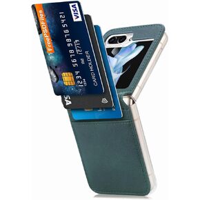 Haotp Galaxy Z Flip 5 Case ، Samsung Luxury Pu Weather Wallet Wallet Slots Pocket Presh Women Cover for Samsung 5G Black T23061906