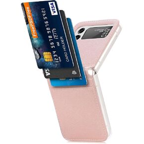 Haotp Galaxy Z Flip 5 Case ، Samsung Luxury Pu Weather Wallet Wallet Slots Pocket Presh Women Cover for Samsung 5G Black T23061906 in Kuwait