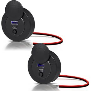 12V USB Outlet, 30W PD Type-C & 18W QC3.0 RV USB Charger Socket, Dual Port Quick Charger Panel Wall Mount for Camper Car Van Trailer Truck Boat Golf Cart (2 PCS)