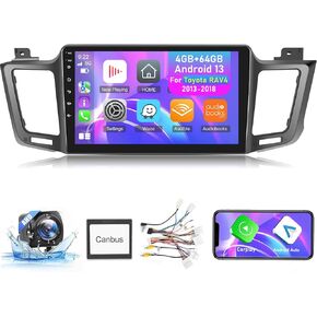 [4+64G] NHOPEEW for Toyota RAV4 2013 2014 2015 2016 2017 2018 Android Radio with Wireless Carplay and Android Auto - 10.1 Inch 1280 * 720 HD Touchscreen Car Stereo - WiFi/GPS/SWC + AHD Backup Camera