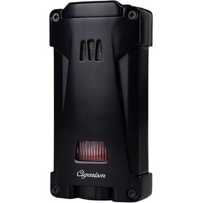 Cigar Lighter Triple Jet Flame Torch Lighter, Built-in 2 Cigar Punches, Windproof Concentrated Flames (Black)