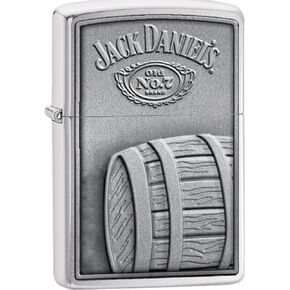Zippo Lighter- Jack Daniels Barrell Brushed Chrome Windproof Lighter #Z473