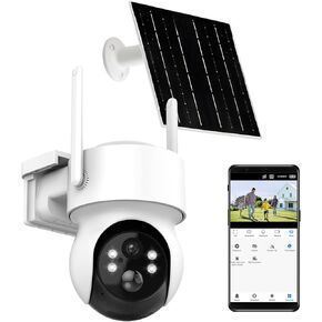 Wireless Solar Security Camera Outdoor, 2K WiFi Camera with PIR Motion Detection, Siren, Color Night Vision, 2-Way Audio, 5W Solar Panel & 7800mAh Battery, Home Surveillance Camera