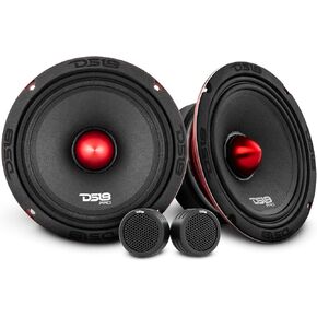 DS18 2X 6.5 Mid-Range Loudspeaker Red Aluminum Bullet 500W Max 250W RMS with 2X Piezo Super Micro Dome Tweeters - Premium Quality Audio Door Speakers for Car or Truck Stereo Sound System