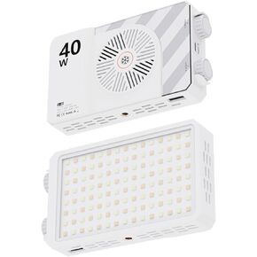 Portable Video Light 40W Rechargeable Camera Light 2500K-9000K Color Temperature Adjustable LED Panel DSLR Photography Lighting Brightness (White)