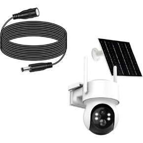 Wireless Solar Security Camera Outdoor and 16FT/5M 12V DC Power Extension Cable