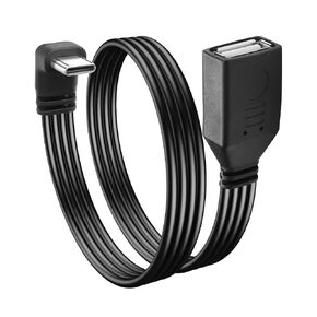 90 Degree Right Angle USB C2.0 Cable Type C to USB Female OTG Adapter Cable USB Type C Flat Short Cable,Universal Tablet, USB Flash Drive Laptop 11.8in/30CM (Up/Down Angle)