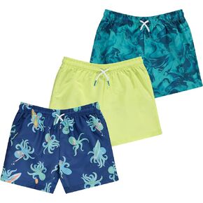 BCOOL 2 or 3-Pack Boys Swim Trunks, Kids Quick Dry Swimming Shorts with Liner - Solid/Printed Swimwear in Kuwait