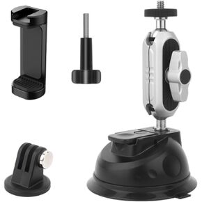 Universal Suction Cup Mount for Cameras and Smartphones,360 Degree Adjustable Windshield and Dashboard Mount,Compatible with Hero 13/12/11/10/9,Osmo Action 5 Pro/4/3, Insta 360 ONE R and More