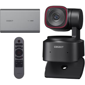 OBSBOT Tiny 2 Lite 4K Webcam & Remote & UVC to NDI Adapter Combo, AI Tracking PTZ Streaming Camera with 1/2" Sensor, Gesture Control, 60 FPS, HDR, Microphones, Web Camera for Desktop Computer, Laptop.