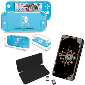 Transparent Switch Lite Case and Game Card Case Holder with 24 Game Cards Slots & 48 SD Cards Slots