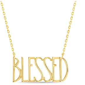 Rae Dunn Inspirational Necklace for Women Rhodium or 14K Yellow Gold Plated Brass Motivational Charm Pendant Delicate Chain Faith, Grateful, Be, Blessed, Joy, Loved, Wish in Saudi Arabia