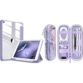 Fintie Hybrid Clear Case for iPad 9 /8 / 7th Generation 10.2 Inch+ Detrection Carry Care Sleeve لقلم الرصاص Apple (الجيل الأول والثاني)