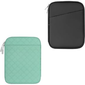 8-9 Inch Tablet Sleeve Bag, Black(PU)+Green(Fabric), 2Pcs