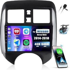 [4+64G] Android 13 Car Stereo for Nissan Versa Note 2014-2018 with Wireless Carplay&Android Auto,9 Inch Car Radio with Mirror Link Bluetooth FM/RDS WiFi GPS EQ DSP SWC Dual USB+AHD Backup Camera