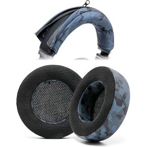 WC Earpads and Headband Cover for Corsair Virtuoso Gaming Headsets - Cooling Gel Earpads & Matching Headband Cover for Epic Gaming | Black Camo