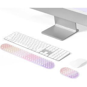 Keyboard & Mouse Wrist Rest Set, Gel Wrist Rest for Keyboard Mouse, Cool Ergonomic Wrist Pain Relief Wrist Support Pad for Office School Home Laptop & Computer Mouse (Pink and Purple)