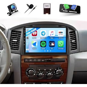 2+64G Car Radio Stereo for Jeep Grand Cherokee 2005 2006 2007 with Wireless CarPlay Android Auto Android 13 Head Unit 10.1" Touch Screen Car Stereo with GPS WiFi FM Mirror Link HD Backup Camera