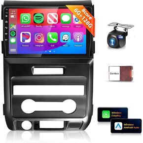 Podofo 8Core 6G 128G Car Stereo for Ford F150 F-150 2009-2014 Radio with 9inch 1280x720P IPS Touch Screen/Wireless Carplay/Android Auto/Bluetooth 5.0/DSP 46EQ/GPS/WiFi/Canbus/AHD Backup Camera
