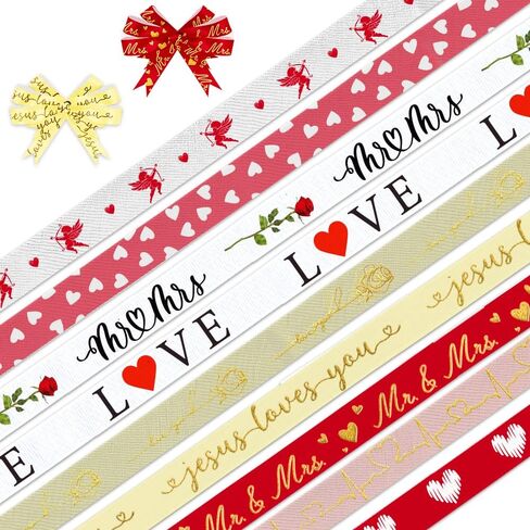 9 Pieces Valentine's Day Decor Ribbons 3/8" Valentines Grosgrain Kiss Pink Strips Ribbon 3 Yards, Red Heart I Love You Words Craft Ribbon for Valentines Day Party Holiday Gift Packaging DIY Supplies in Saudi Arabia