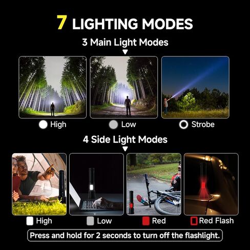 3 Pack High Lumens Rechargeable Tactical Flashlight, 990000lm 7 Modes LED Flashlights, Powerful Handheld Flashlight with Waterproof Aluminum Body for Emergency Camping Home, Power Bank Function in Saudi Arabia