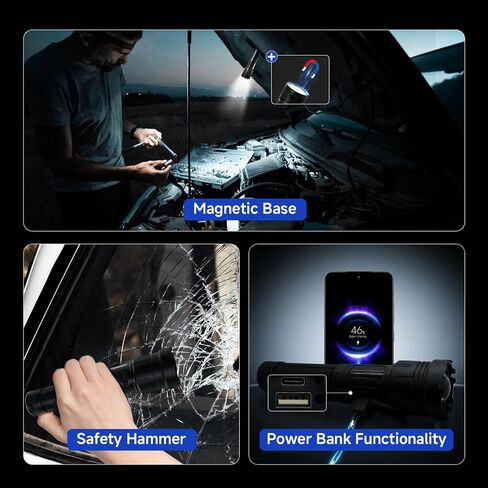 3 Pack High Lumens Rechargeable Tactical Flashlight, 990000lm 7 Modes LED Flashlights, Powerful Handheld Flashlight with Waterproof Aluminum Body for Emergency Camping Home, Power Bank Function in Saudi Arabia