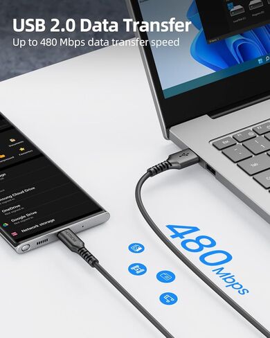 Short USB C Cable 0.5FT 3 Pack, 6 inch USB A to USB C Charger Cable Compatible with iPhone15 16,Galaxy S25/S24/S8,and Almost All USB C Devices in Kuwait