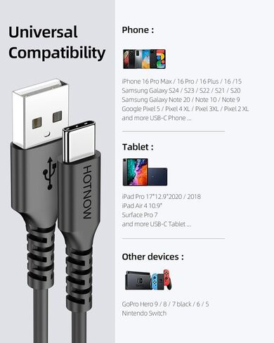 Short USB C Cable 0.5FT 3 Pack, 6 inch USB A to USB C Charger Cable Compatible with iPhone15 16,Galaxy S25/S24/S8,and Almost All USB C Devices in Kuwait