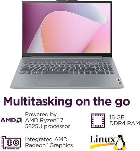 Lenovo IdeaPad Slim 3 Touchscreen Laptop, 15.6" FHD Laptop, 8-Core AMD Ryzen 7 5825U, 16GB RAM, 1TB SSD, Keypad, SD Card Reader, Stylus Pen + External Portable SSD + USB Hub, Linux Ubuntu OS in Kuwait