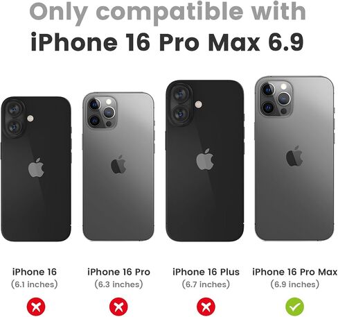 خضار لـ iPhone 16 Pro Max Case ، علبة iPhone 16 Promax Kickstand مع غطاء الكاميرا الشريحة المدمج في 360 درجة من الدائري من الحلقات الغطاء المغطى بالصدمة المغناطيسية لـ iPhone 16 Pro Max 6.9 "2024 - Black in Kuwait