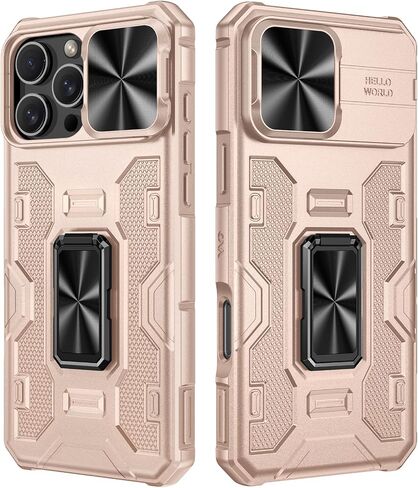 خضار لـ iPhone 16 Pro Max Case ، علبة iPhone 16 Promax Kickstand مع غطاء الكاميرا الشريحة المدمج في 360 درجة من الدائري من الحلقات الغطاء المغطى بالصدمة المغناطيسية لـ iPhone 16 Pro Max 6.9 "2024 - Black in Kuwait