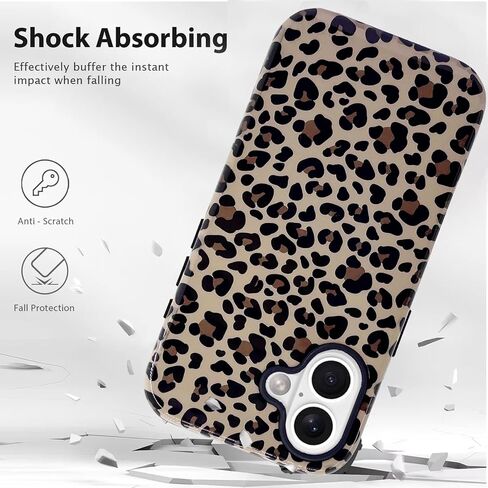 J.west for iPhone 16 Case 6.1" with 2 Pack Tempered Glass Screen Protectors Cute Floral Flowers Hybrid Cover for Girls Women Aesthetic Protective Phone Cases Blue Blossom in Saudi Arabia