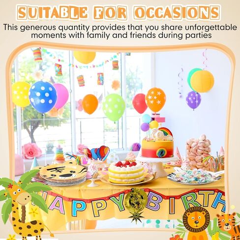 Sunnyray 72 قطعة من أطباق ورق سفاري الغابة مقاس 7 بوصات على شكل حيوان للاستعمال مرة واحدة، أطباق عشاء للحلوى، أطباق حفلات أعياد الميلاد، أواني طعام مزخرفة لأعياد الميلاد وحفلات استقبال المولود الجديد، مستلزمات حفلات حيوانات الغابة in Saudi Arabia