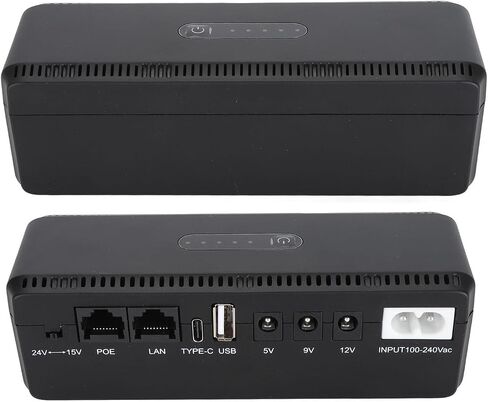 Mini UPS Battery Backup for Routers, Mini UPS Uninterruptible Power Supply with USB 5V, Type C 5V, DC 5V 9V 12V, POE 15V 24V Output for Routers, Modems, Security Cameras (US Plug in Saudi Arabia