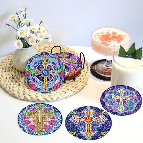 8 Pcs Chicken Diamond Art for Adults Coasters Animal Diamond Painting Kit for Beginners DIY Diamond Art Dot Coasters in Saudi Arabia