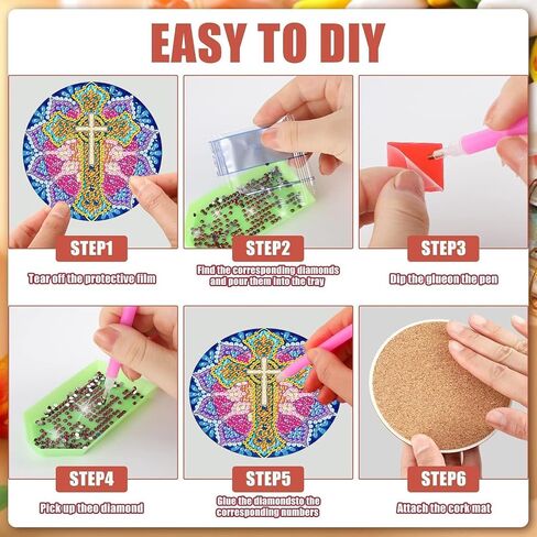 8 Pcs Chicken Diamond Art for Adults Coasters Animal Diamond Painting Kit for Beginners DIY Diamond Art Dot Coasters in Saudi Arabia