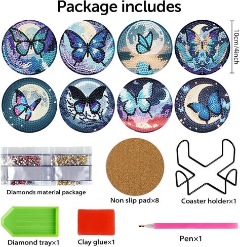 8 Pcs Chicken Diamond Art for Adults Coasters Animal Diamond Painting Kit for Beginners DIY Diamond Art Dot Coasters in Saudi Arabia