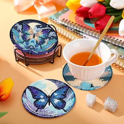 8 Pcs Chicken Diamond Art for Adults Coasters Animal Diamond Painting Kit for Beginners DIY Diamond Art Dot Coasters in Saudi Arabia