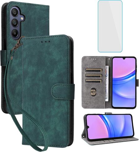 بالنسبة إلى Samsung Galaxy A16 5G/4G Wallet Phone Case مع حامي الشاشة [RFID LOCKING] حامل بطاقة الوجه الجلدي Women Men Men Plocke Phone for Samsung A 16 5 G SM-A166 Galaxy 16A 4G LTE Black in Kuwait