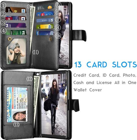 Tekcoo Compatible for Galaxy Note 8 Wallet Case/Samsung Galaxy Note 8 PU Leather Case, Luxury ID Cash Credit Card Slots Holder Carrying Flip Cover [Detachable Magnetic Hard Case] Kickstand - Black in Saudi Arabia