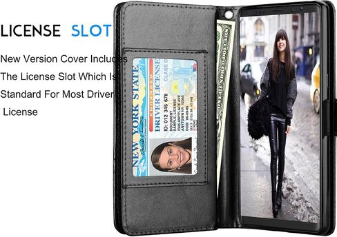 Tekcoo Compatible for Galaxy Note 8 Wallet Case/Samsung Galaxy Note 8 PU Leather Case, Luxury ID Cash Credit Card Slots Holder Carrying Flip Cover [Detachable Magnetic Hard Case] Kickstand - Black in Saudi Arabia