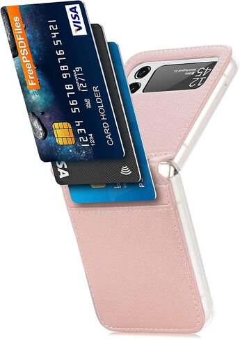 HAOTP Galaxy Z Flip 5 Case,Samsung Luxury PU Leather Wallet Protective Phone Case Card Slots Pocket Purse Women Man Cover for Samsung 5G Black T23061906 in Kuwait