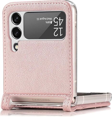 HAOTP Galaxy Z Flip 5 Case,Samsung Luxury PU Leather Wallet Protective Phone Case Card Slots Pocket Purse Women Man Cover for Samsung 5G Black T23061906 in Kuwait