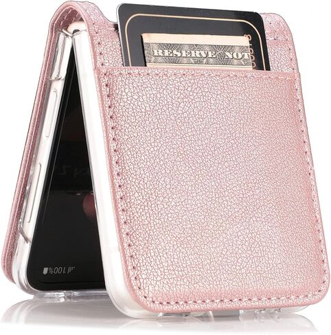 HAOTP Galaxy Z Flip 5 Case,Samsung Luxury PU Leather Wallet Protective Phone Case Card Slots Pocket Purse Women Man Cover for Samsung 5G Black T23061906 in Kuwait