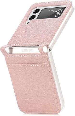 HAOTP Galaxy Z Flip 5 Case,Samsung Luxury PU Leather Wallet Protective Phone Case Card Slots Pocket Purse Women Man Cover for Samsung 5G Black T23061906 in Kuwait