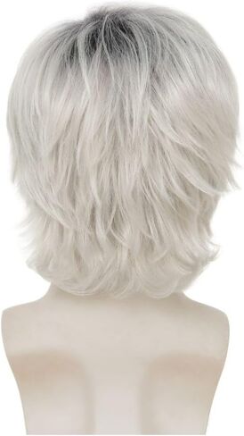 Kaneles Black Short Men Wigs Layered Syntheric Hair Cosplay Costume Party Daily Male Wigs with Cap (Black) in Kuwait