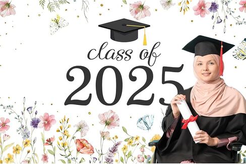 لوفاريس فئة الزهرة البرية لعام 2025 خلفية ألوان مائية الفراشة تهنئة خريجة التخرج التخرج حفلة موسيقية لوازم ديكور صورة كشك الصور 7x5ft in Kuwait