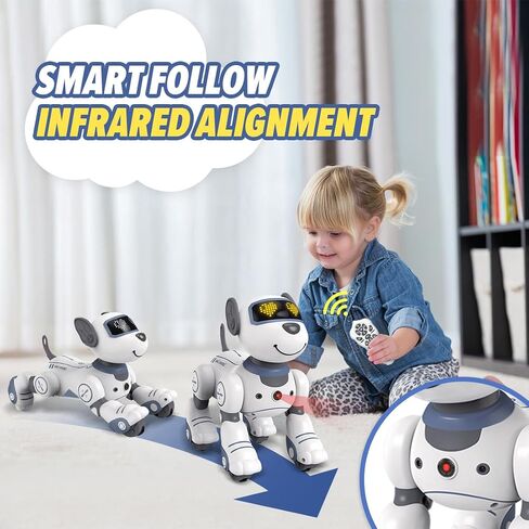 Remote Control Robot Dog Toy for Kids, Intelligent Interactive Programmable Robot Puppy Toy, with Singing, Dancing and Walking Function Remote Control Robot Dog Toy Birthday Gift for Boys Girls（Gold) in Saudi Arabia