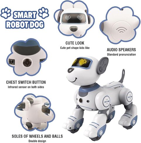 Remote Control Robot Dog Toy for Kids, Intelligent Interactive Programmable Robot Puppy Toy, with Singing, Dancing and Walking Function Remote Control Robot Dog Toy Birthday Gift for Boys Girls（Gold) in Saudi Arabia